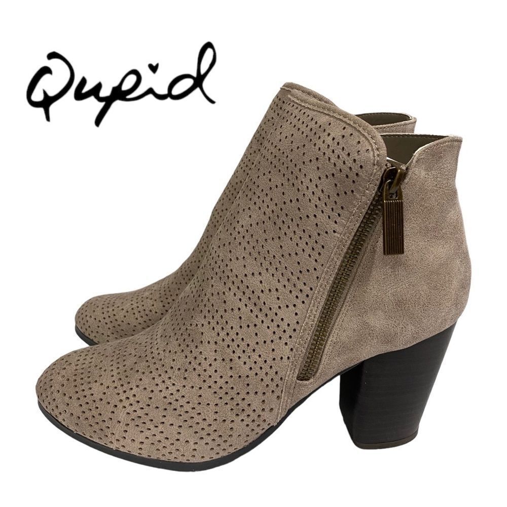 NEW in Box QUPID Women's Sake-115 Perforated Zipper Ankle Boots Booties 5.5 6 9